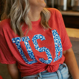 USA Leopard | Adult Tee-Adult Tee-Sister Shirts-Sister Shirts, Cute & Custom Tees for Mama & Littles in Trussville, Alabama.