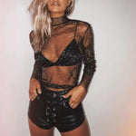 Disco Dreams Rhinestone Mesh Top-Womens - Tops - Blouses-SMR Wholesale-Sister Shirts, Cute & Custom Tees for Mama & Littles in Trussville, Alabama.