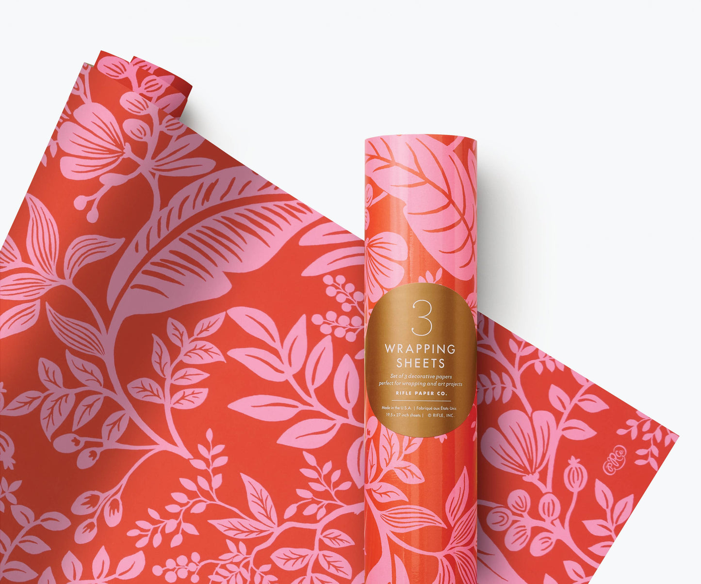 Rifle Paper Co. | Roll of 3 Canopy Neon Wrapping Sheets-Wrapping Paper-Rifle Paper Co.-Sister Shirts, Cute & Custom Tees for Mama & Littles in Trussville, Alabama.