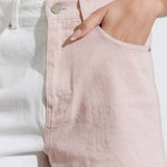 Selma Colorblock Denim Shorts | White & Blush-women - bottoms - shorts-Papermoon-Sister Shirts, Cute & Custom Tees for Mama & Littles in Trussville, Alabama.