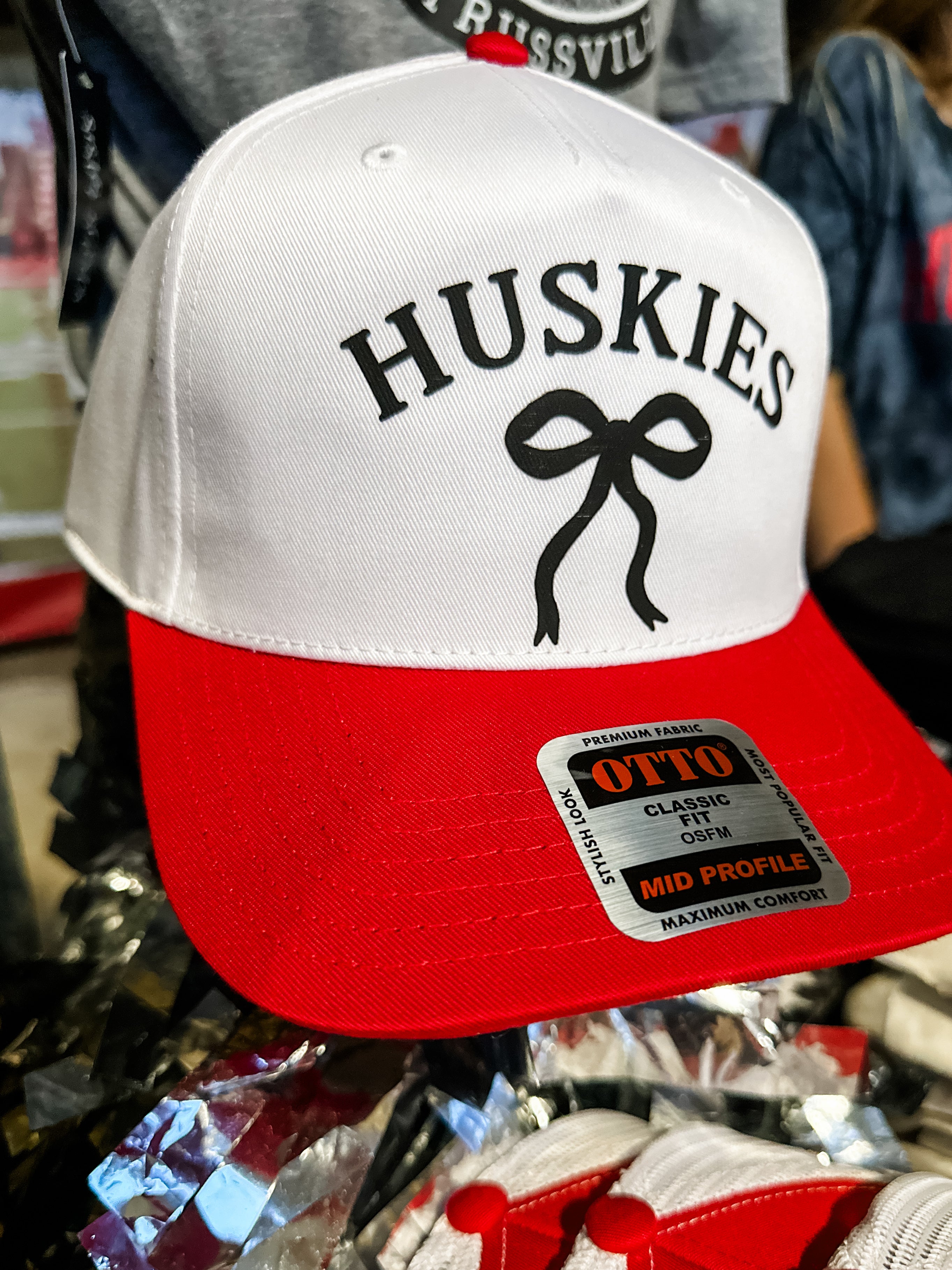 Huskies Bow | Adult Trucker Hat-Women - Accessories - Hats-Sister Shirts-Sister Shirts, Cute & Custom Tees for Mama & Littles in Trussville, Alabama.
