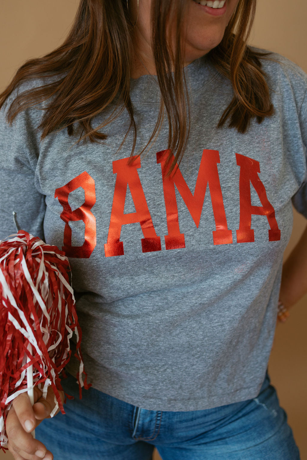 Bama Foil | Mom Crop Tee-Womens - Tops - Tees-Sister Shirts-Sister Shirts, Cute & Custom Tees for Mama & Littles in Trussville, Alabama.