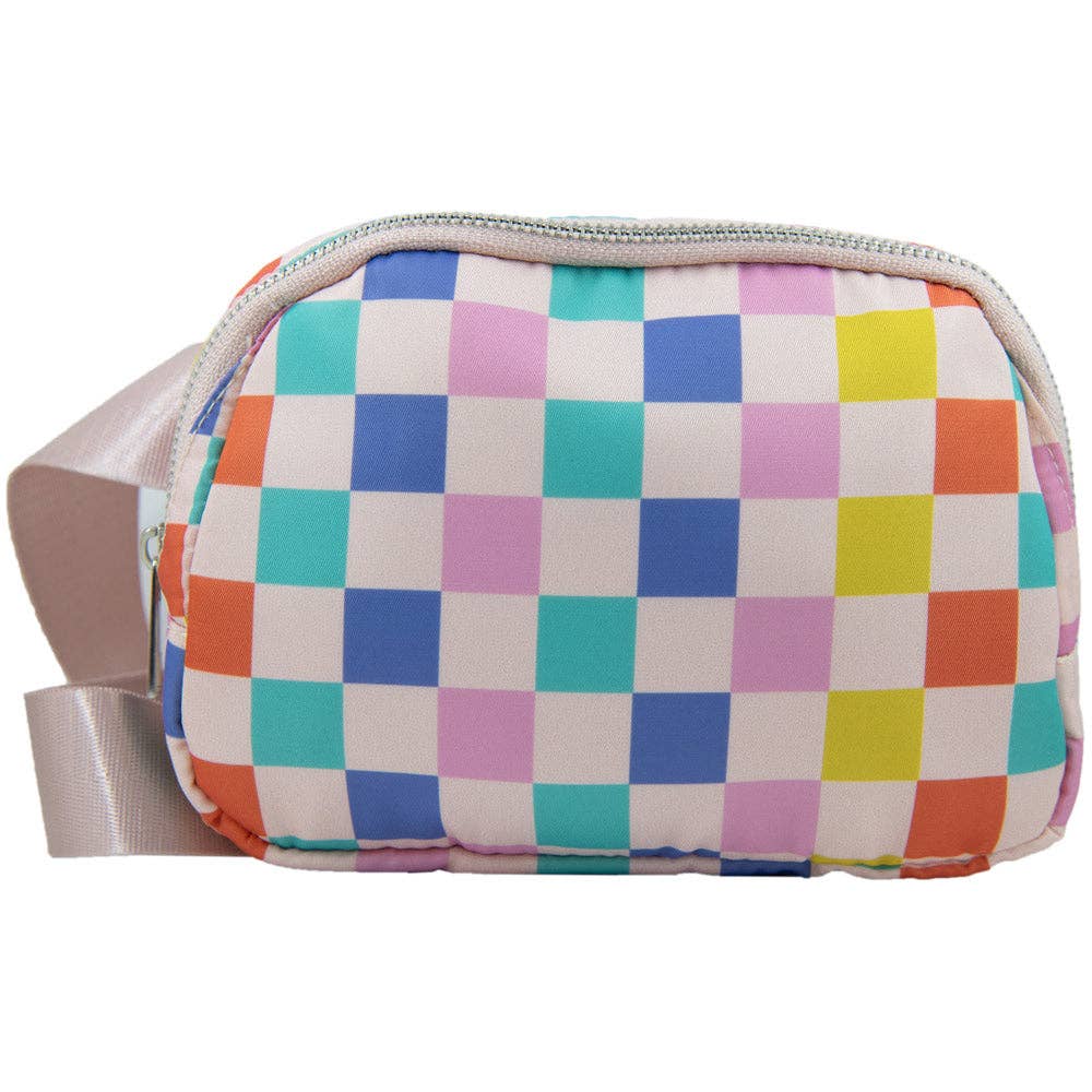 Multicolored Checkered Pattern Belt Bag-Bags-Katydid-Sister Shirts, Cute & Custom Tees for Mama & Littles in Trussville, Alabama.