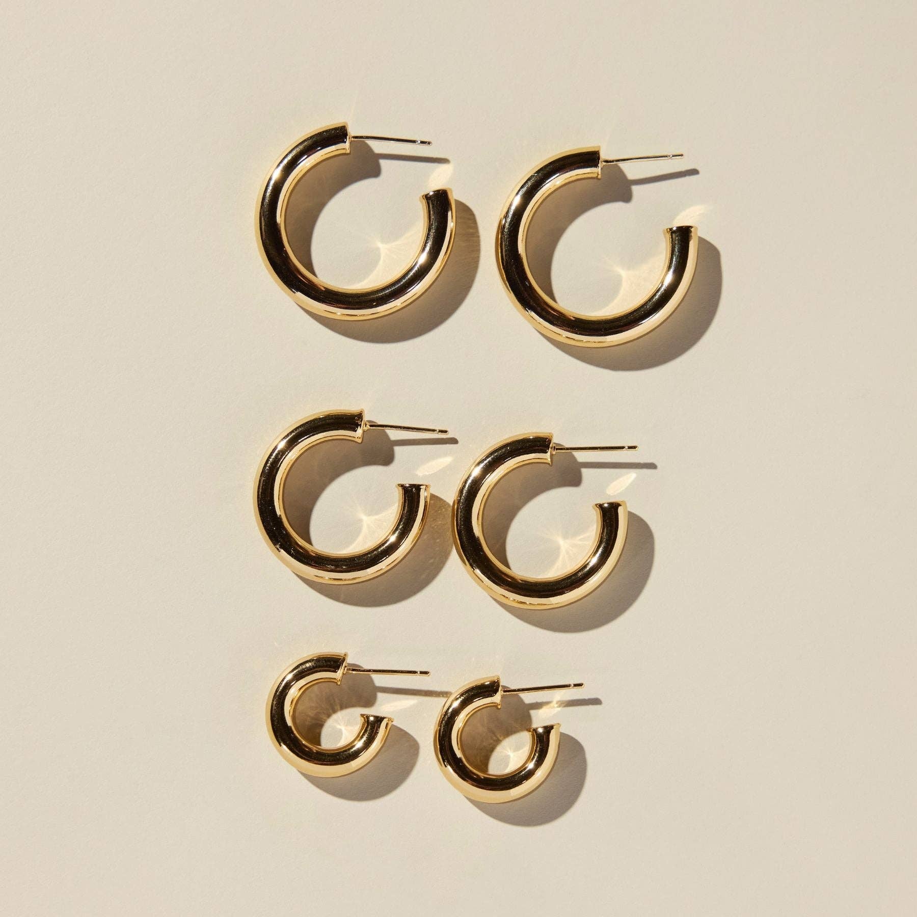 Gold Hollow Statement Hoop Earrings S-Women - Jewelry - Earrings-Nickel and Suede-Sister Shirts, Cute & Custom Tees for Mama & Littles in Trussville, Alabama.