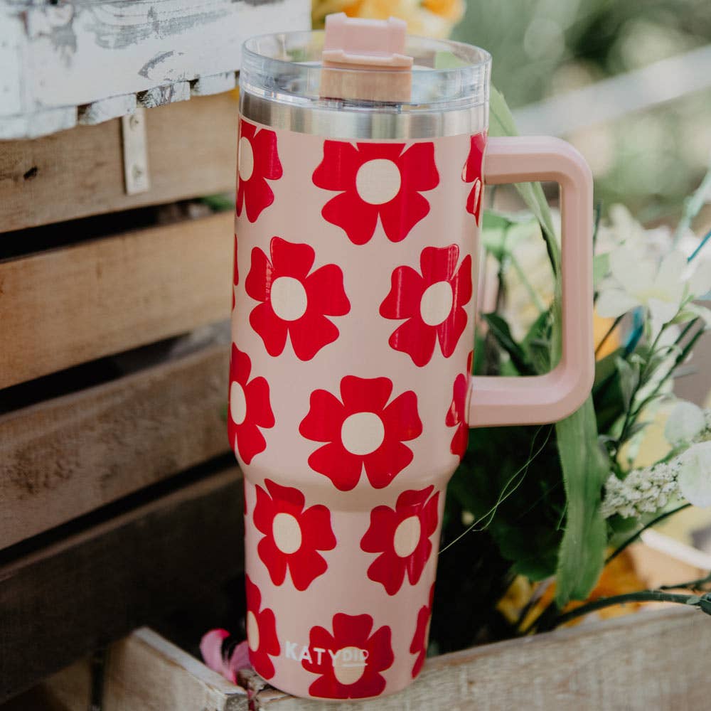 Flower Power 40 Oz Tumbler Cup-Home - Drinkware-Katydid-Sister Shirts, Cute & Custom Tees for Mama & Littles in Trussville, Alabama.