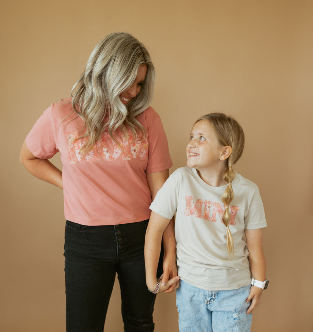 Floral Mom | Mom Crop Tee-Womens - Tops - Tees-Sister Shirts-Sister Shirts, Cute & Custom Tees for Mama & Littles in Trussville, Alabama.
