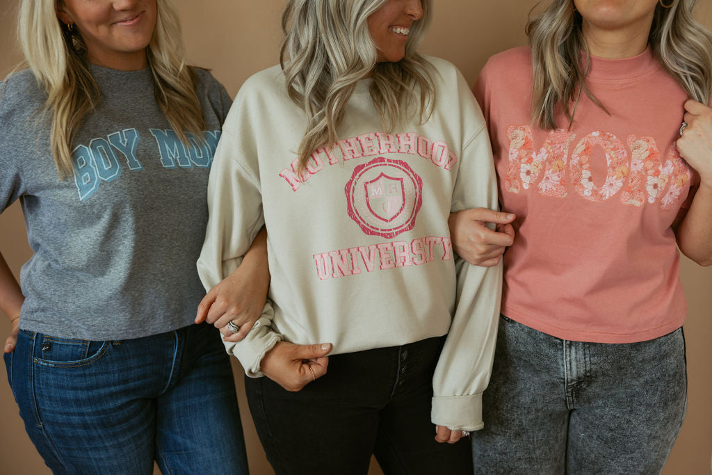 Motherhood University | Adult Crewneck-Women - Tops - Crewnecks-Sister Shirts-Sister Shirts, Cute & Custom Tees for Mama & Littles in Trussville, Alabama.