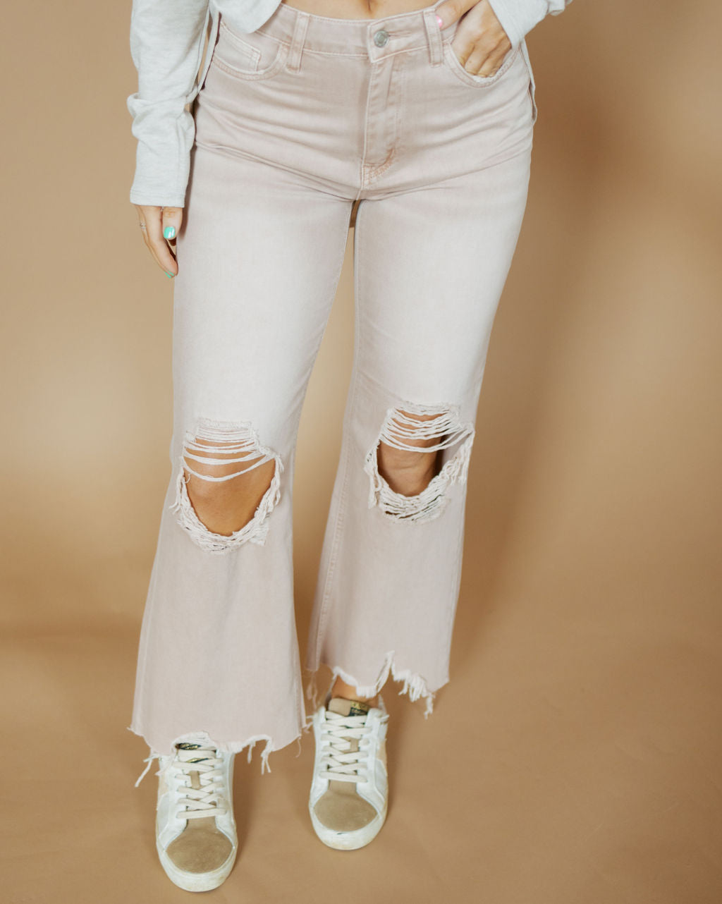 90s Vintage Super High Rise Crop Flare Jeans-Women - Bottoms - Pants-Vervet-Sister Shirts, Cute & Custom Tees for Mama & Littles in Trussville, Alabama.