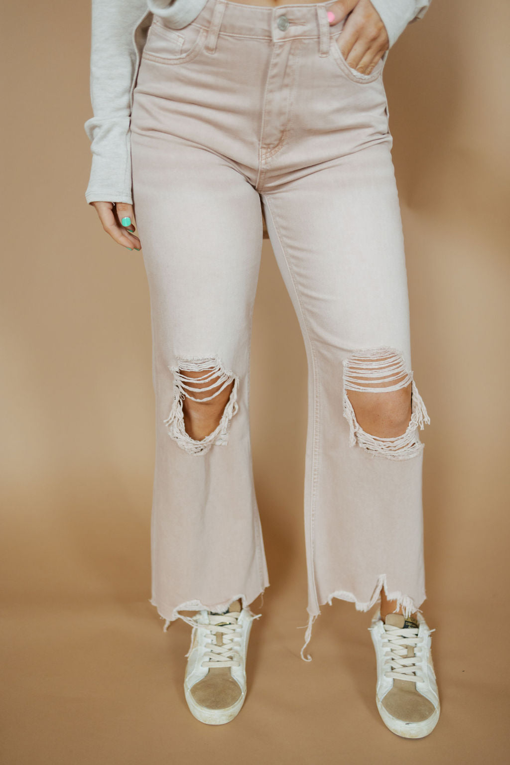 90s Vintage Super High Rise Crop Flare Jeans-Women - Bottoms - Pants-Vervet-Sister Shirts, Cute & Custom Tees for Mama & Littles in Trussville, Alabama.