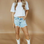High Rise Distressed Shorts | Acid Light-women - bottoms - shorts-Risen-Sister Shirts, Cute & Custom Tees for Mama & Littles in Trussville, Alabama.