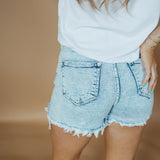 High Rise Distressed Shorts | Acid Light-women - bottoms - shorts-Risen-Sister Shirts, Cute & Custom Tees for Mama & Littles in Trussville, Alabama.
