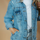 Child of God Distressed Denim Jacket | RTS-Women - Outerwear - Jackets-BLUE AGE-Sister Shirts, Cute & Custom Tees for Mama & Littles in Trussville, Alabama.