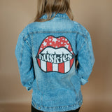 Huskies Lips Distressed Denim Jacket | RTS-Women - Outerwear - Jackets-Sister Shirts-Sister Shirts, Cute & Custom Tees for Mama & Littles in Trussville, Alabama.