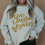 Live, Laugh, Leftovers | Adult Balloon Sleeve Mom Crop Crewneck-Women - Tops - Crewnecks-Sister Shirts-Sister Shirts, Cute & Custom Tees for Mama & Littles in Trussville, Alabama.