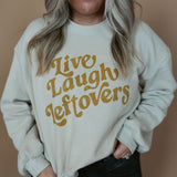 Live, Laugh, Leftovers | Adult Balloon Sleeve Mom Crop Crewneck-Women - Tops - Crewnecks-Sister Shirts-Sister Shirts, Cute & Custom Tees for Mama & Littles in Trussville, Alabama.