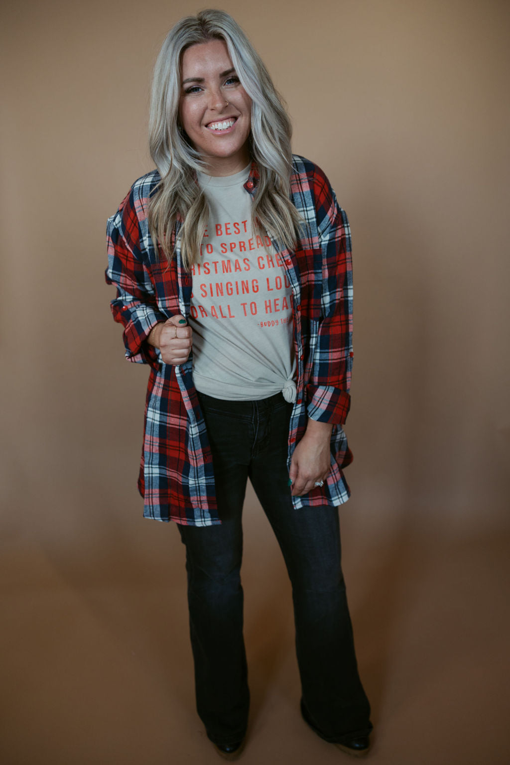 Loose Fit Button Down Plaid Shirt | Red-Shirt-Vanilla Monkey-Sister Shirts, Cute & Custom Tees for Mama & Littles in Trussville, Alabama.