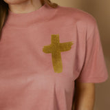 Gold Foil Cross | Mom Crop Tee | RTS-Cropped Tees-Sister Shirts-Sister Shirts, Cute & Custom Tees for Mama & Littles in Trussville, Alabama.