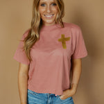 Gold Foil Cross | Mom Crop Tee-Womens - Tops - Tees-Sister Shirts-Sister Shirts, Cute & Custom Tees for Mama & Littles in Trussville, Alabama.