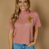 Gold Foil Cross | Mom Crop Tee | RTS-Cropped Tees-Sister Shirts-Sister Shirts, Cute & Custom Tees for Mama & Littles in Trussville, Alabama.