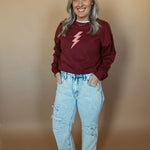 Pink Multi Spotted Bolt | Adult Crewneck-Women - Tops - Crewnecks-Sister Shirts-Sister Shirts, Cute & Custom Tees for Mama & Littles in Trussville, Alabama.