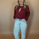 Pink Multi Spotted Bolt | Adult Crewneck-Women - Tops - Crewnecks-Sister Shirts-Sister Shirts, Cute & Custom Tees for Mama & Littles in Trussville, Alabama.