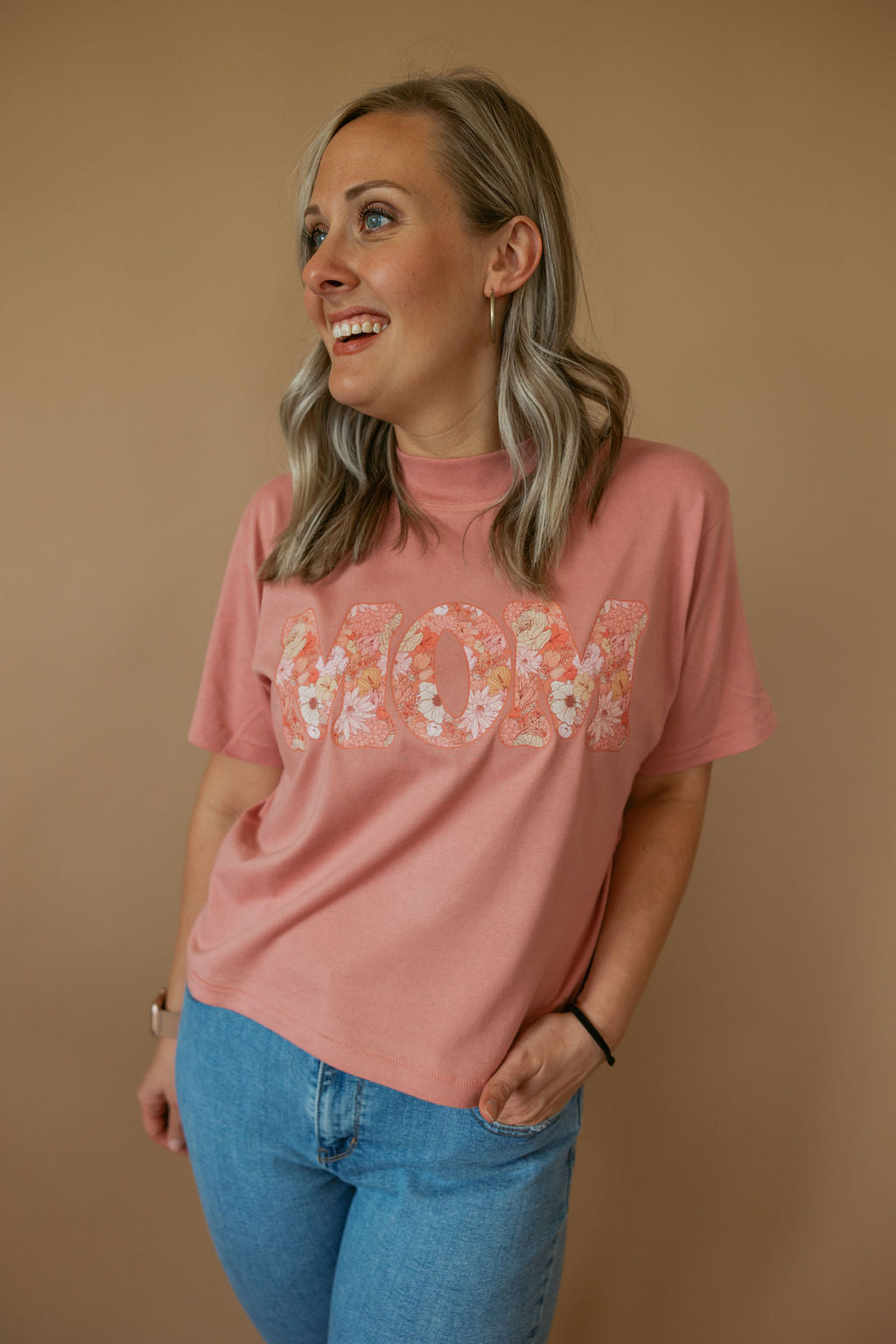 Floral Mom | Mom Crop Tee-Womens - Tops - Tees-Sister Shirts-Sister Shirts, Cute & Custom Tees for Mama & Littles in Trussville, Alabama.