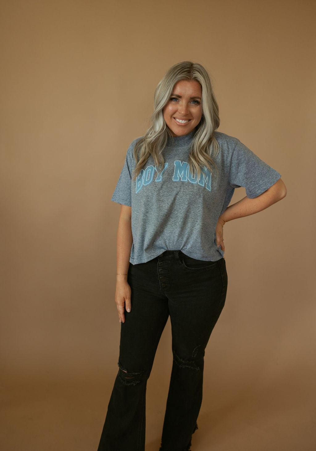 Boy Mom | Mom Crop Tee-Womens - Tops - Tees-Sister Shirts-Sister Shirts, Cute & Custom Tees for Mama & Littles in Trussville, Alabama.
