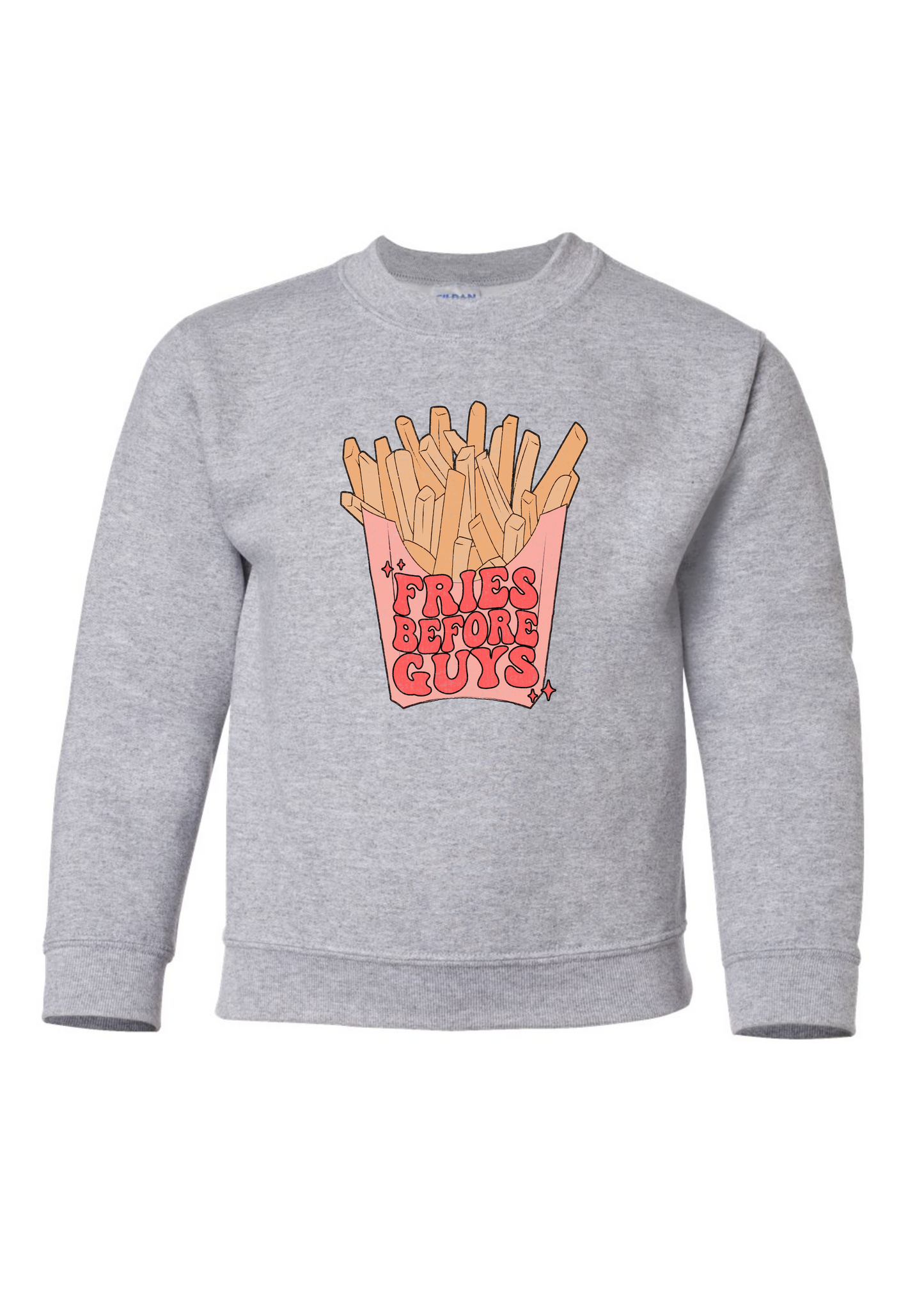 Fries Before Guys | Kids Pullover-Kids Crewneck-Sister Shirts-Sister Shirts, Cute & Custom Tees for Mama & Littles in Trussville, Alabama.