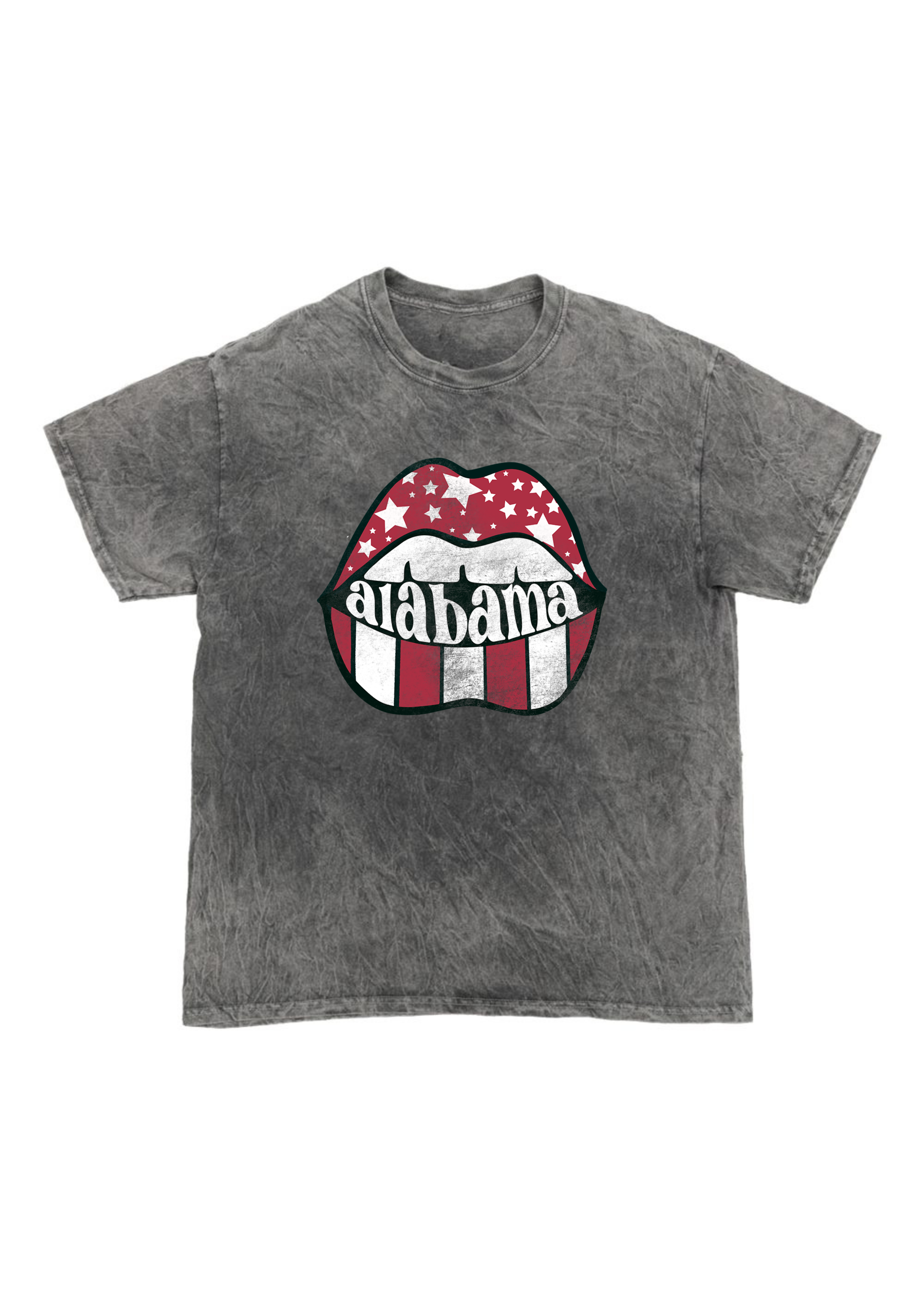 Alabama Distressed Lips | Kids Mineral Wash Tee-Youth - Tops - Tees-Sister Shirts-Sister Shirts, Cute & Custom Tees for Mama & Littles in Trussville, Alabama.