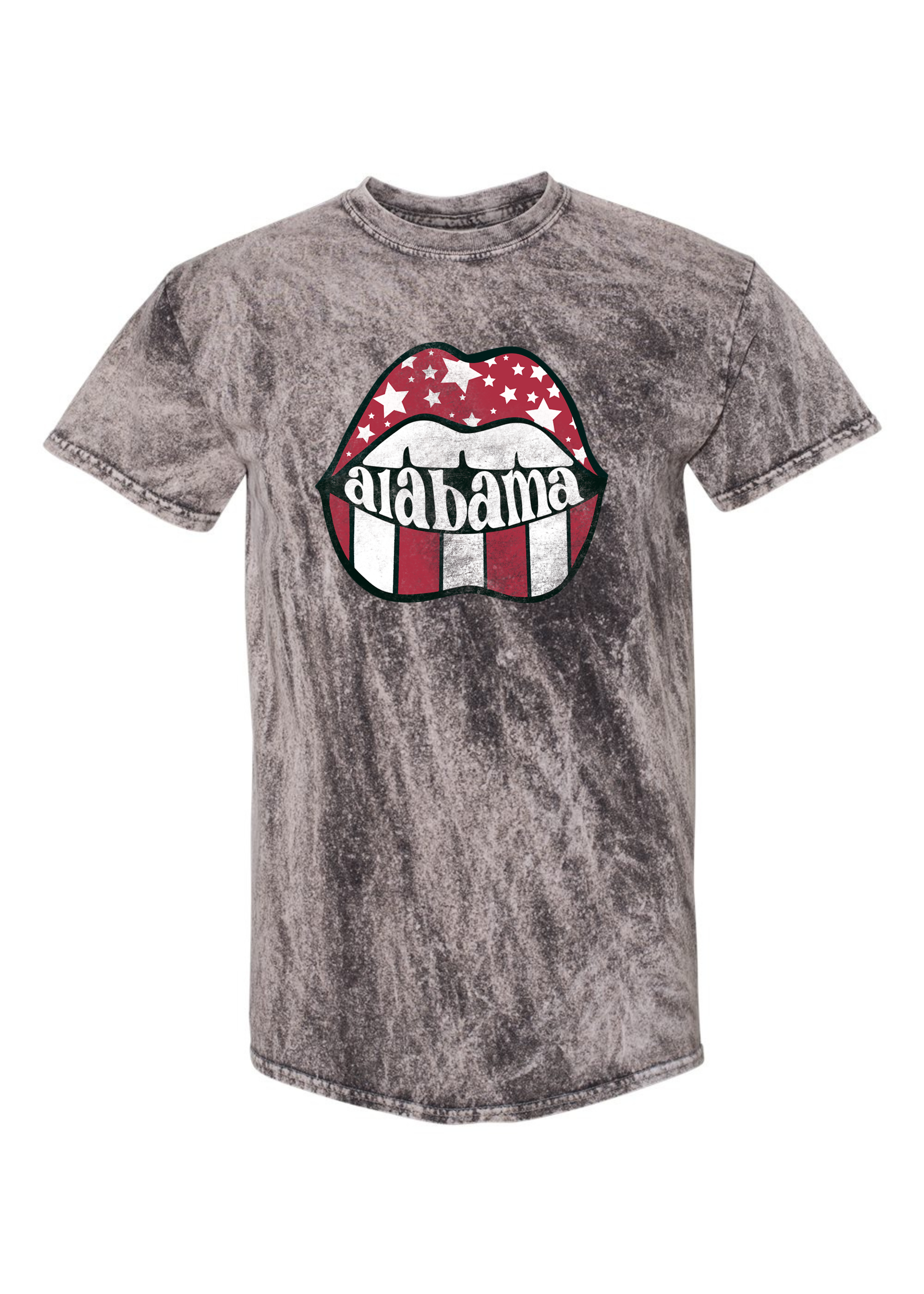 Alabama Distressed Lips | Adult Mineral Wash Tee-Womens - Tops - Tees-Sister Shirts-Sister Shirts, Cute & Custom Tees for Mama & Littles in Trussville, Alabama.