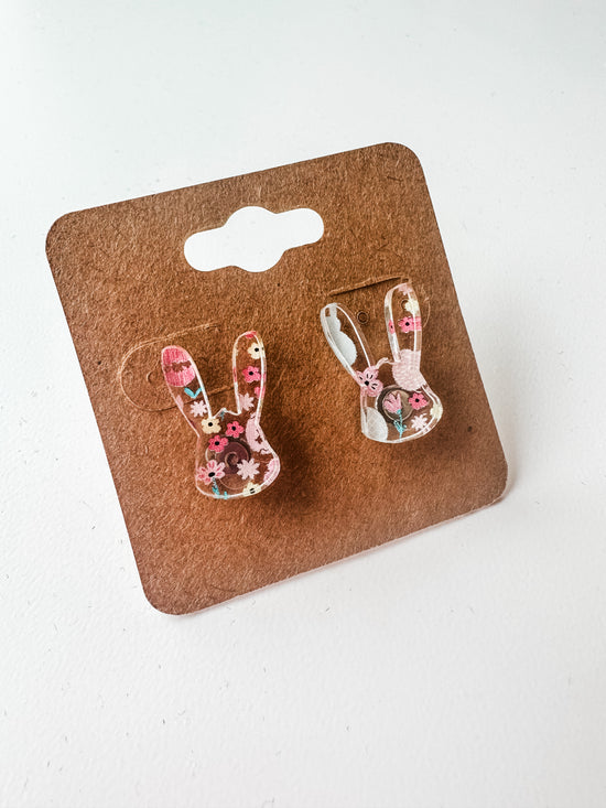 Floral Bunny Earrings-Earrings-Sister Shirts-Sister Shirts, Cute & Custom Tees for Mama & Littles in Trussville, Alabama.
