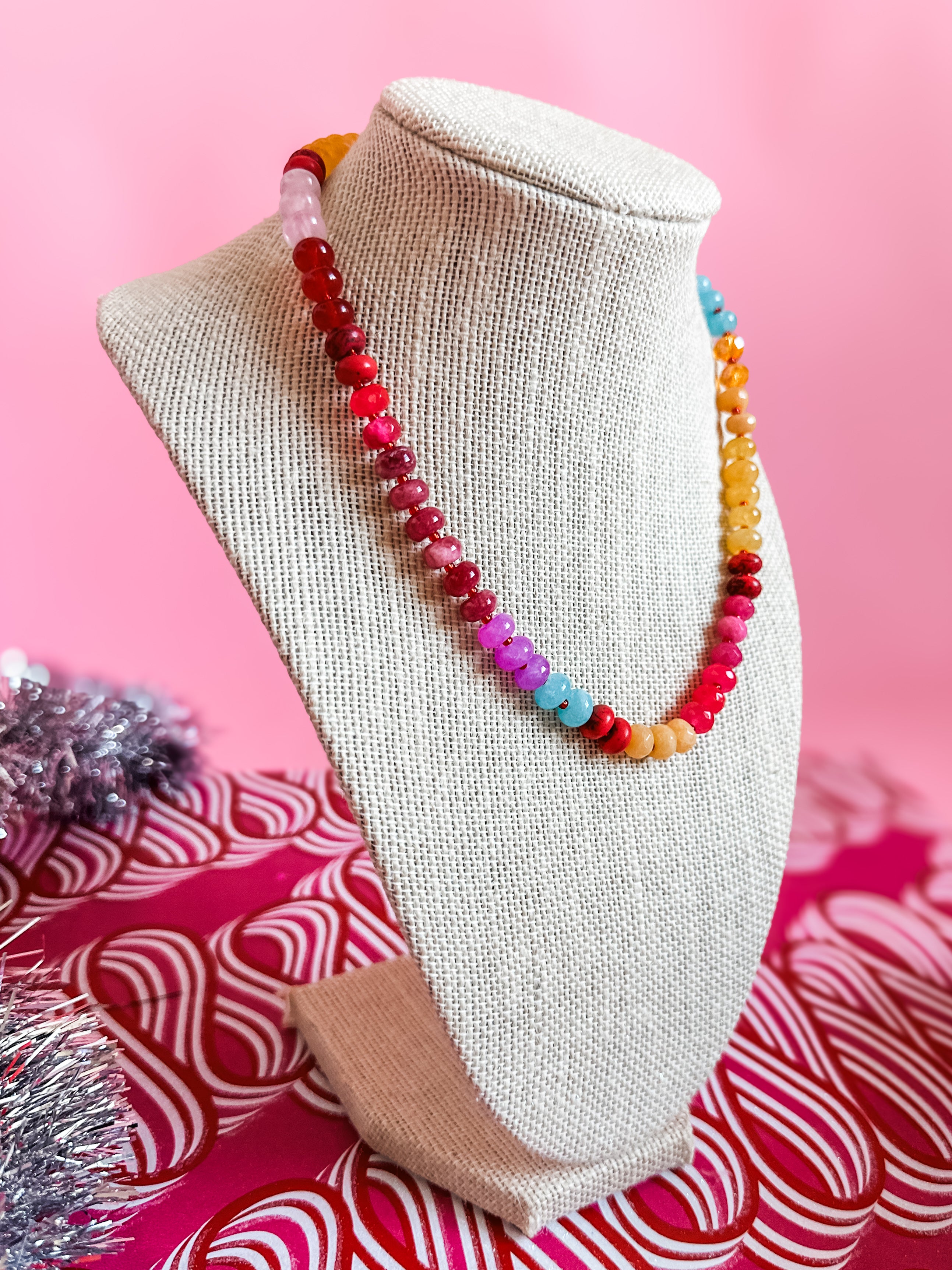 Gemstone Necklace | Natural Agate-Women - Jewelry - Necklaces-zenana-Sister Shirts, Cute & Custom Tees for Mama & Littles in Trussville, Alabama.