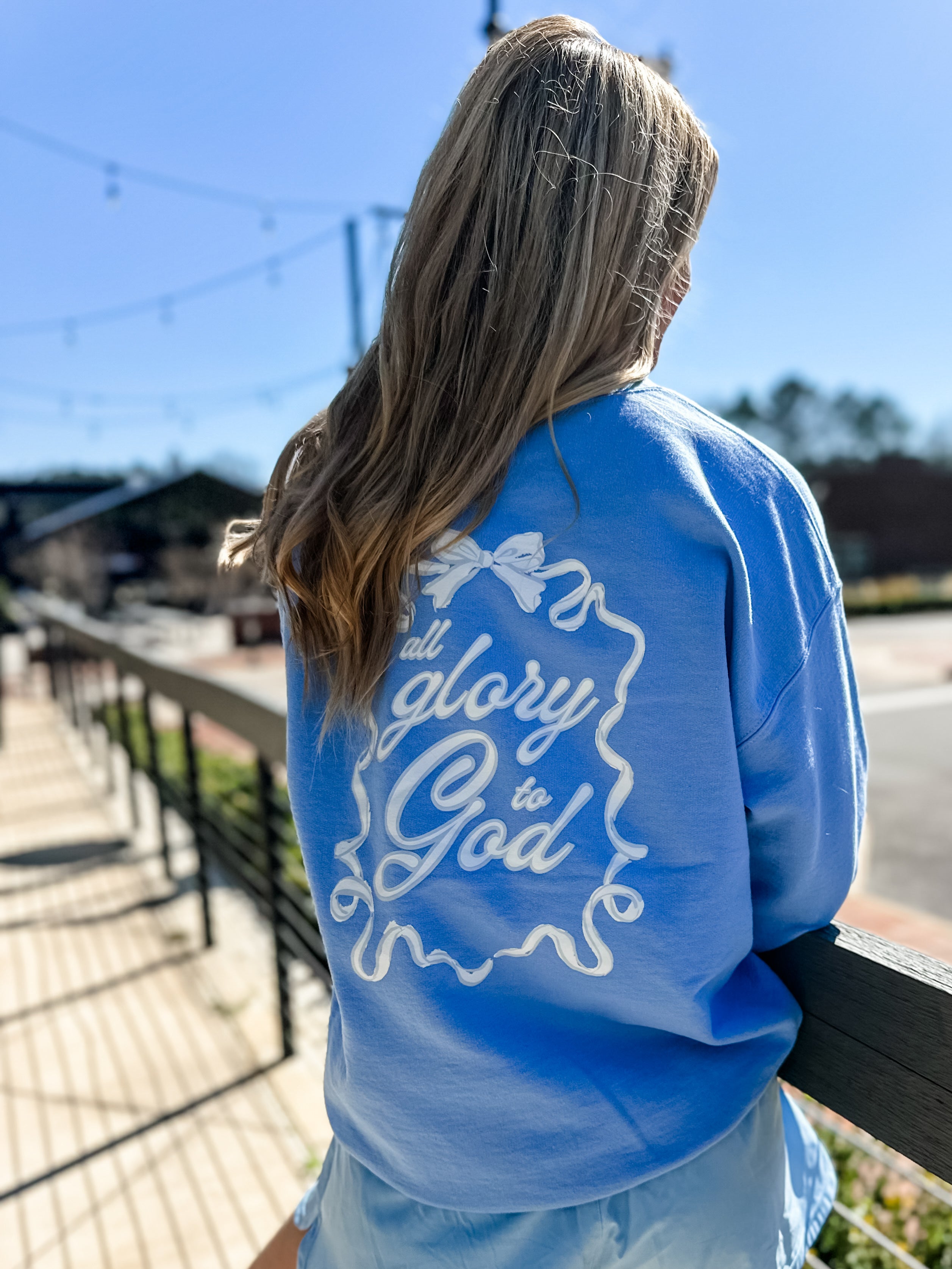 All Glory to God Bow | Adult Crewneck-Women - Tops - Crewnecks-Sister Shirts-Sister Shirts, Cute & Custom Tees for Mama & Littles in Trussville, Alabama.
