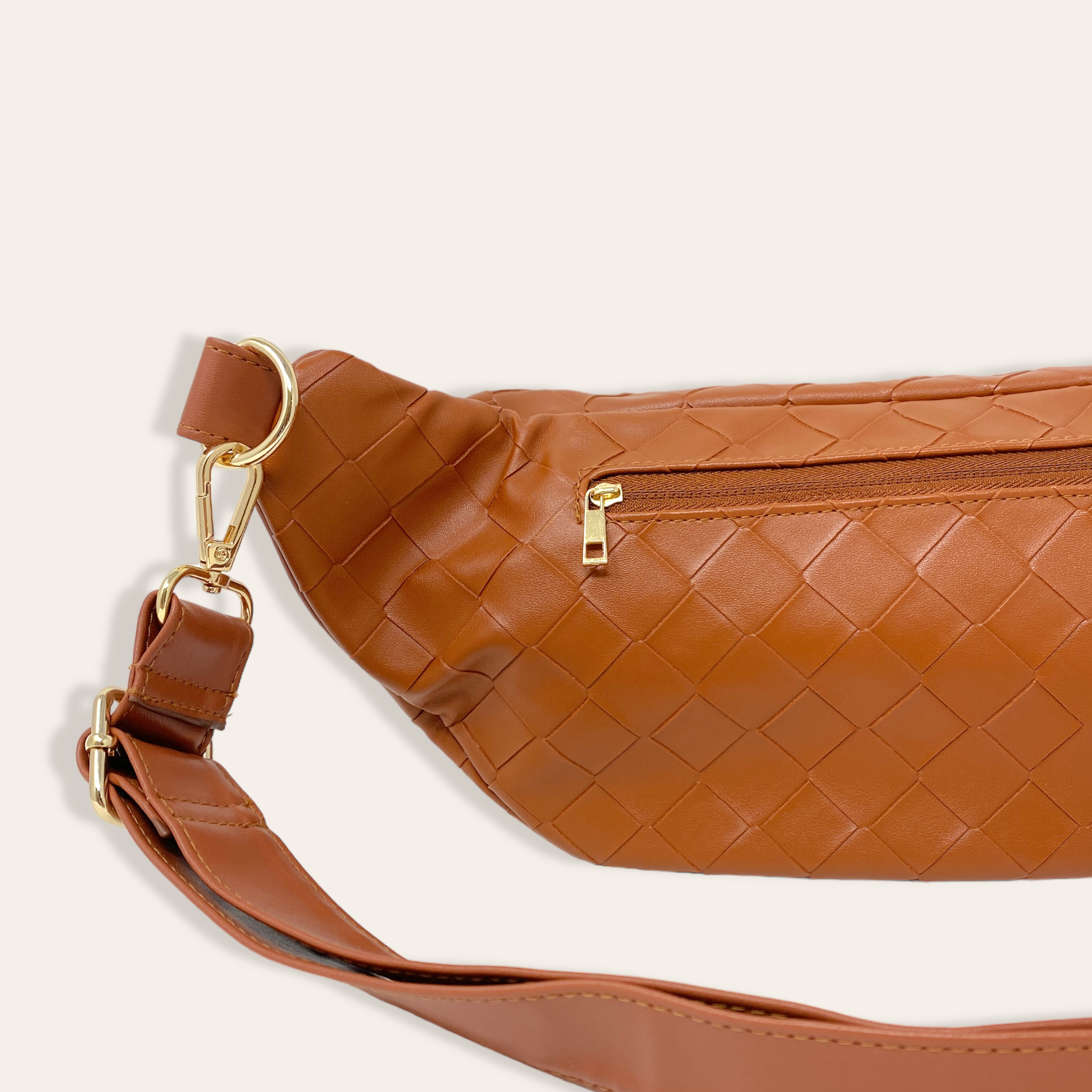 Brown Leather | Woven Belt Bag-Women - Bags-The Darling Effect-Sister Shirts, Cute & Custom Tees for Mama & Littles in Trussville, Alabama.