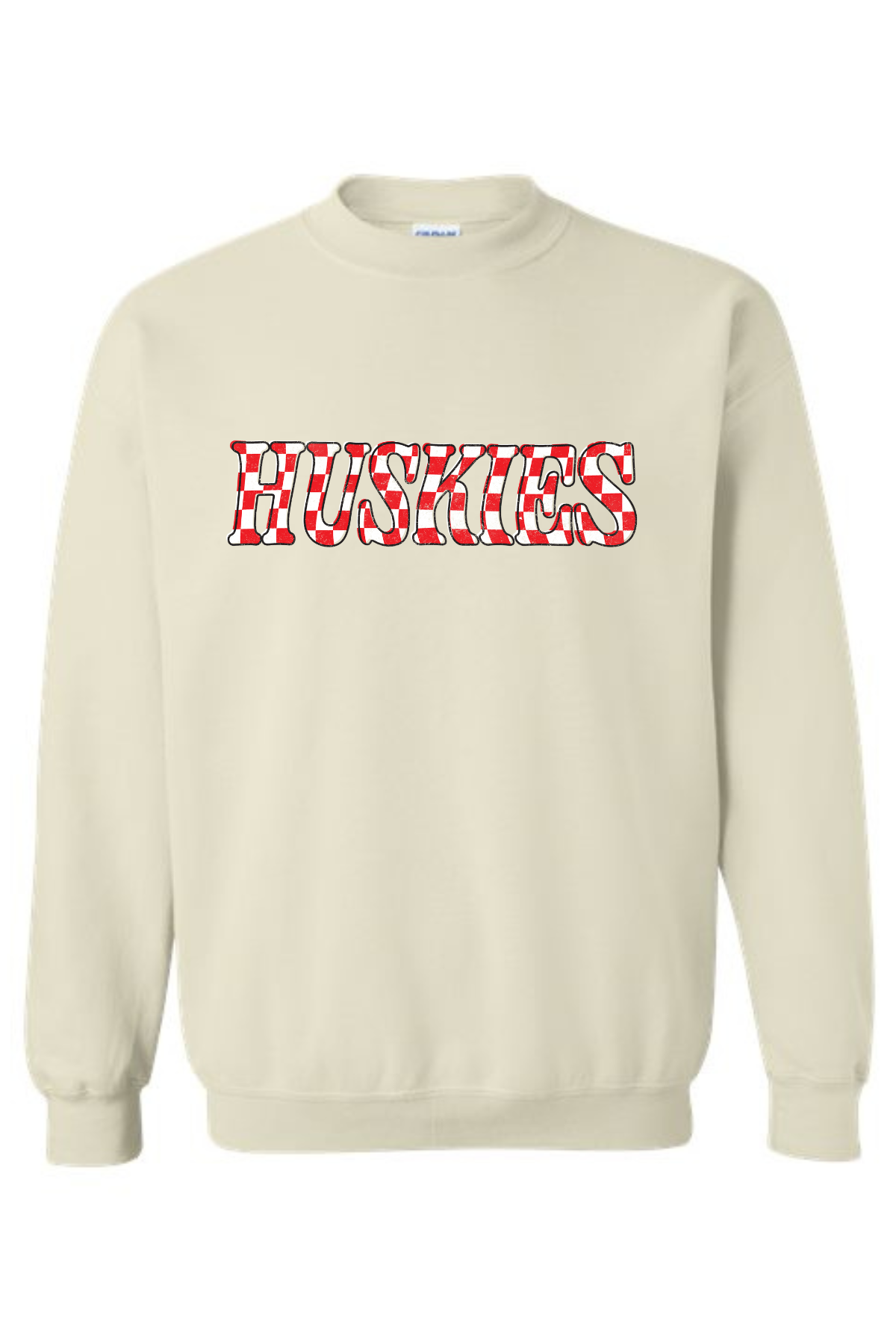 Huskies Checkered | Adult Crewneck-Women - Tops - Crewnecks-Sister Shirts-Sister Shirts, Cute & Custom Tees for Mama & Littles in Trussville, Alabama.
