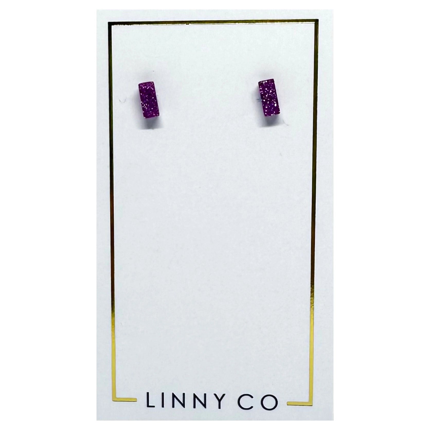 Caroline Rectangle Stud | Purple Glitter-Women - Jewelry - Earrings-Linny Co-Sister Shirts, Cute & Custom Tees for Mama & Littles in Trussville, Alabama.