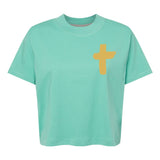 Gold Foil Cross | Mom Crop Tee | RTS-Cropped Tees-Sister Shirts-Sister Shirts, Cute & Custom Tees for Mama & Littles in Trussville, Alabama.