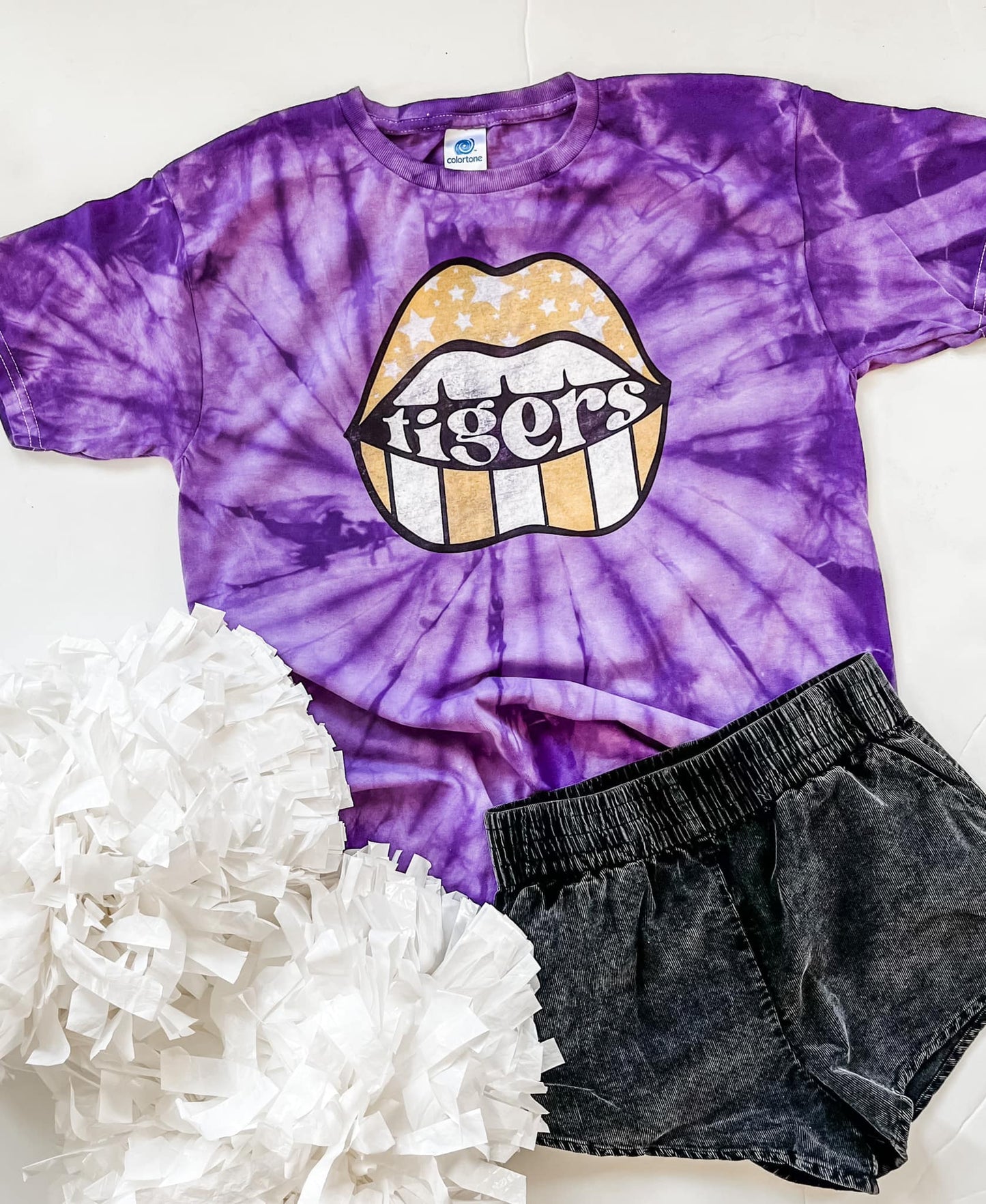 Springville Tigers Distressed Lips | Kids Tie Dye Tee | RTS-Kids Tees-Sister Shirts-Sister Shirts, Cute & Custom Tees for Mama & Littles in Trussville, Alabama.