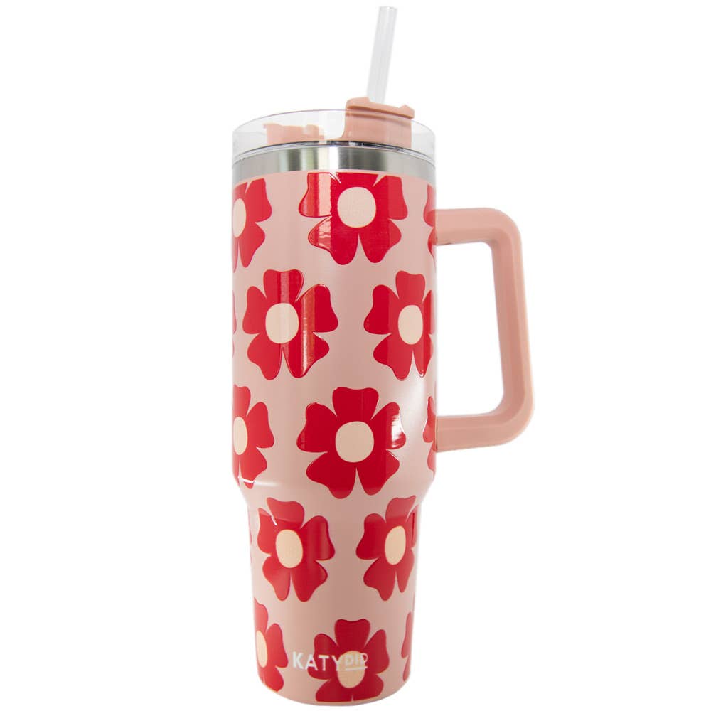 Flower Power 40 Oz Tumbler Cup-Home - Drinkware-Katydid-Sister Shirts, Cute & Custom Tees for Mama & Littles in Trussville, Alabama.