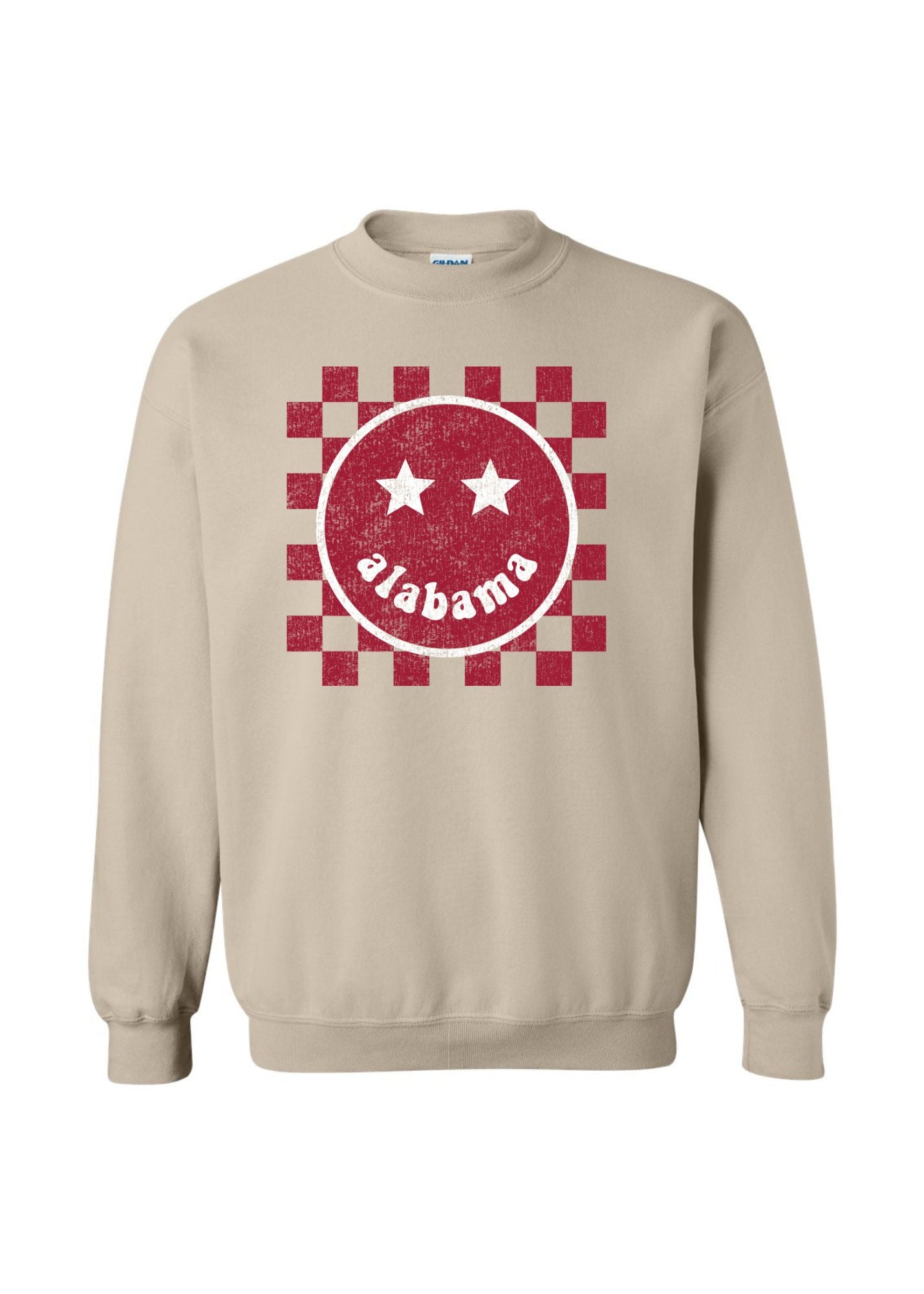 Alabama Happy Checkered | Adult Crewneck-Adult Crewneck-Sister Shirts-Sister Shirts, Cute & Custom Tees for Mama & Littles in Trussville, Alabama.