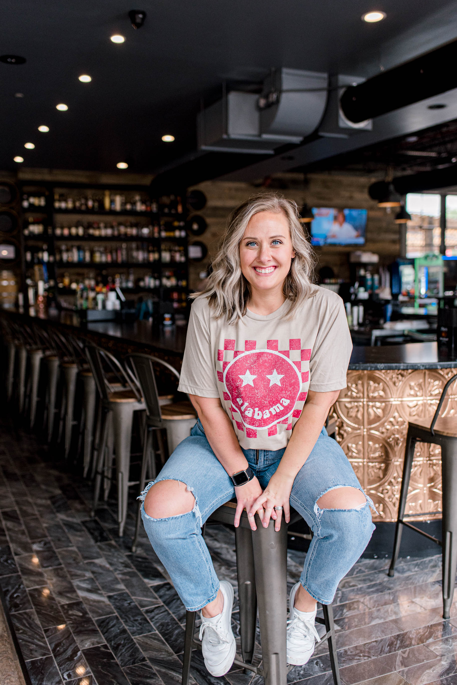 Alabama Happy Checkered | Adult Tee-Womens - Tops - Tees-Sister Shirts-Sister Shirts, Cute & Custom Tees for Mama & Littles in Trussville, Alabama.