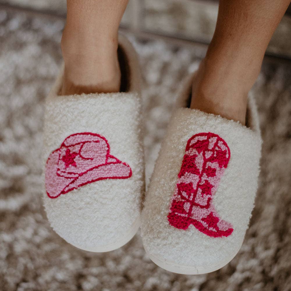 Boot and Cowgirl Hat Western Slippers-Women - Shoes-Katydid-Sister Shirts, Cute & Custom Tees for Mama & Littles in Trussville, Alabama.
