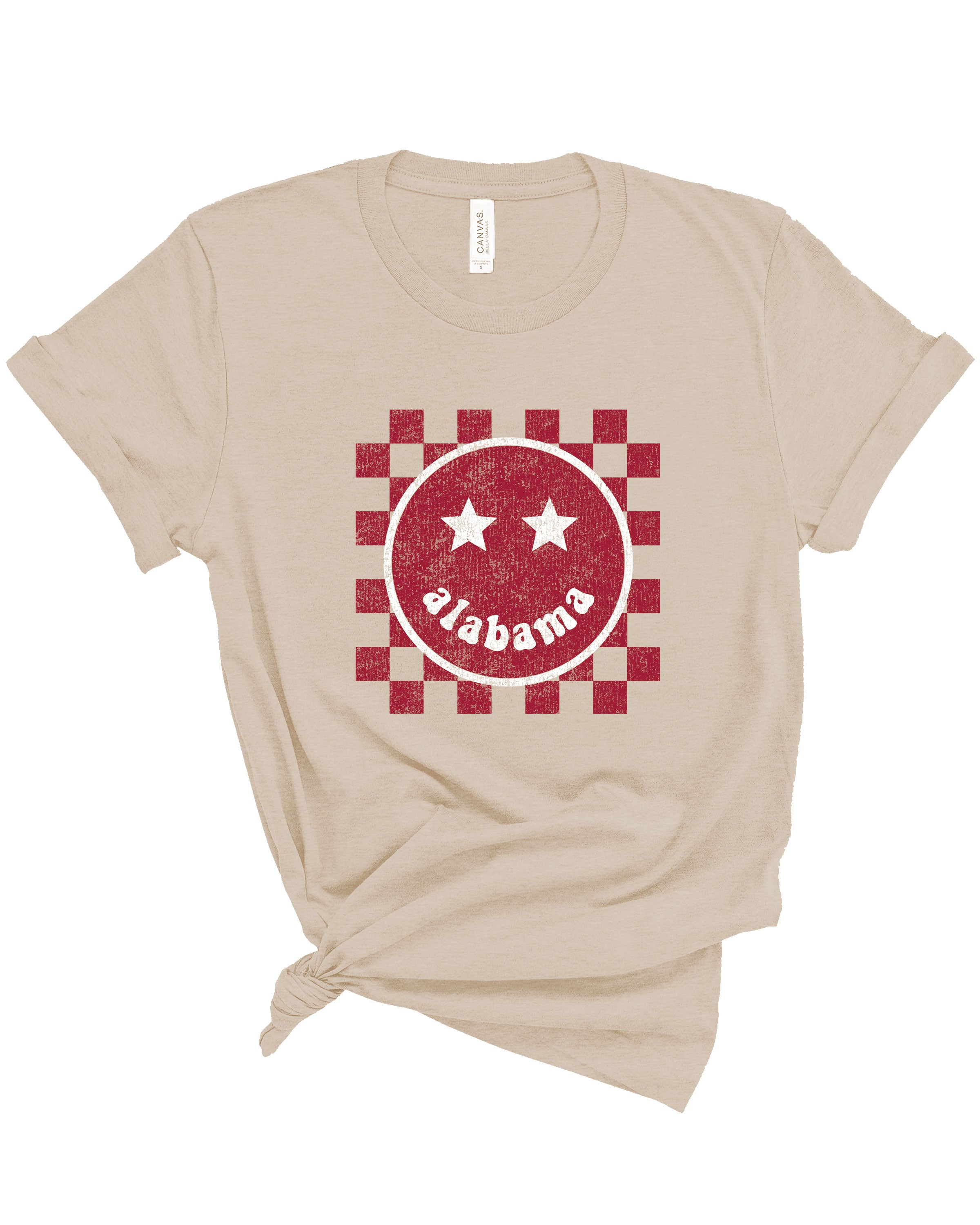 Alabama Happy Checkered | Adult Tee-Womens - Tops - Tees-Sister Shirts-Sister Shirts, Cute & Custom Tees for Mama & Littles in Trussville, Alabama.