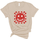Huskies Happy Checkered | Adult Tee-Womens - Tops - Tees-Sister Shirts-Sister Shirts, Cute & Custom Tees for Mama & Littles in Trussville, Alabama.