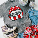 Huskies Distressed Lips | Adult Mineral Wash Tee-Womens - Tops - Tees-Sister Shirts-Sister Shirts, Cute & Custom Tees for Mama & Littles in Trussville, Alabama.