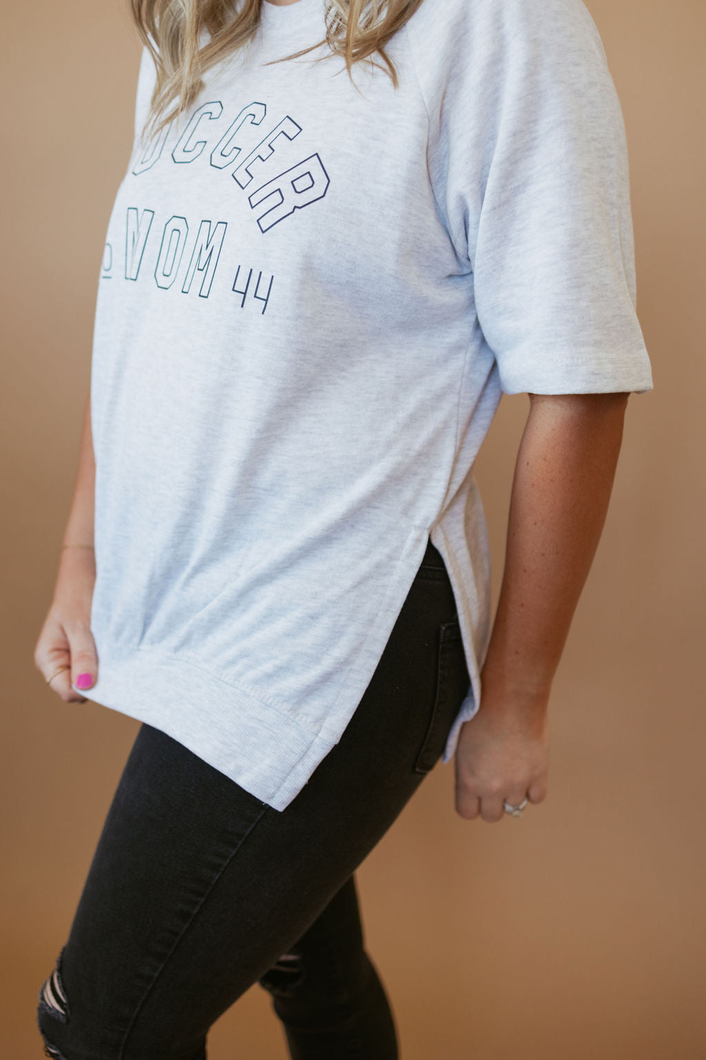 Customizable Sports Mom | French Terry Side Slit Crewneck-Adult Crewneck-Sister Shirts-Sister Shirts, Cute & Custom Tees for Mama & Littles in Trussville, Alabama.