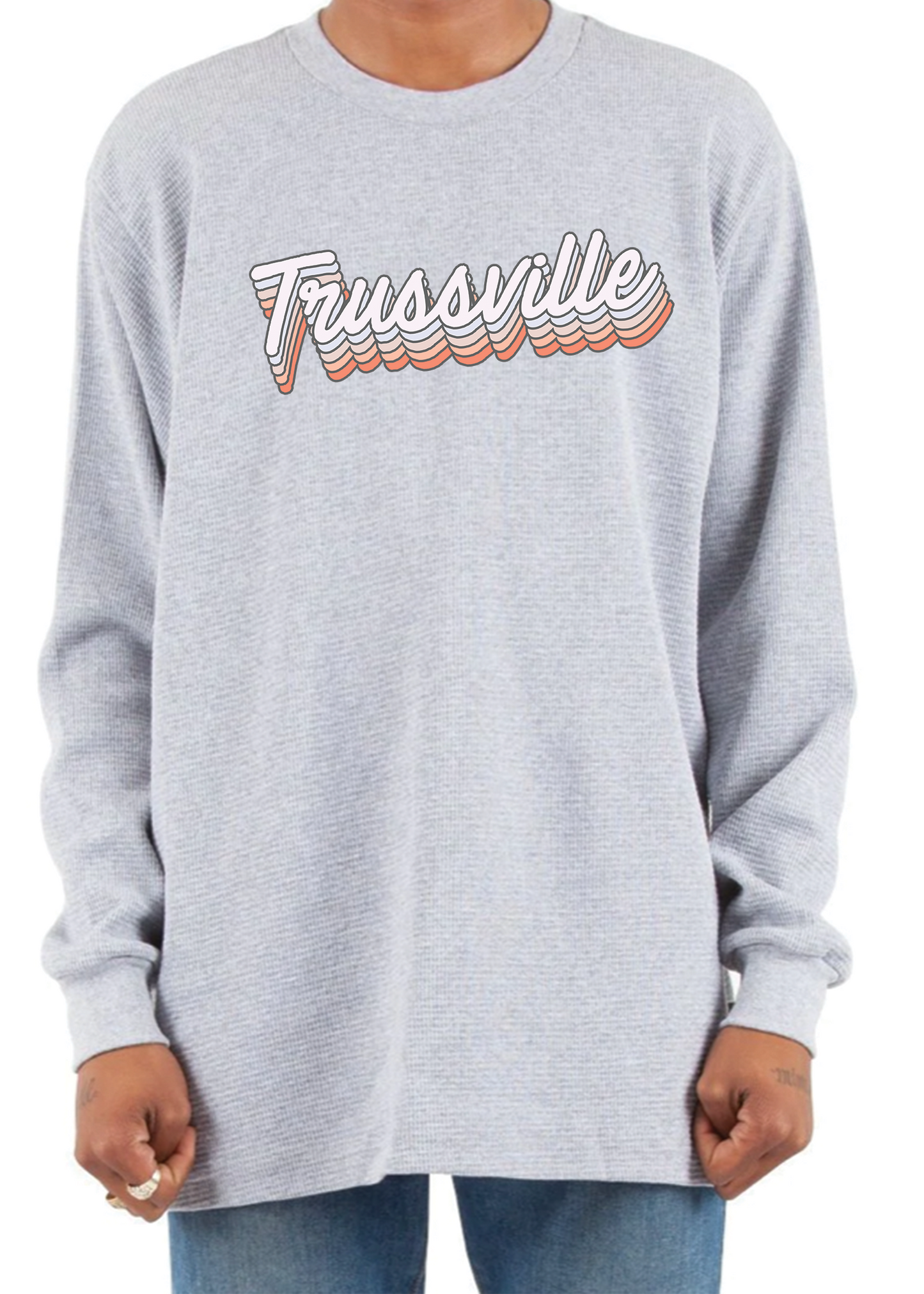 Trussville Peach Multi | Kids Thermal | RTS-Kids Crewneck-Sister Shirts-Sister Shirts, Cute & Custom Tees for Mama & Littles in Trussville, Alabama.