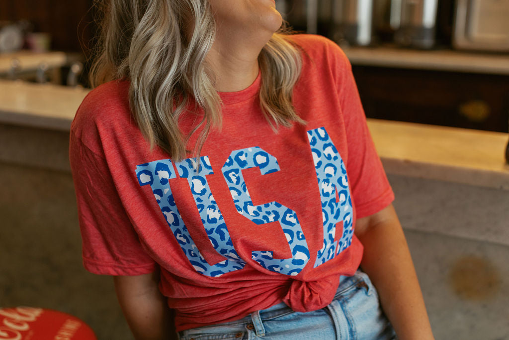 USA Leopard | Adult Tee | RTS-Adult Tee-Sister Shirts-Sister Shirts, Cute & Custom Tees for Mama & Littles in Trussville, Alabama.