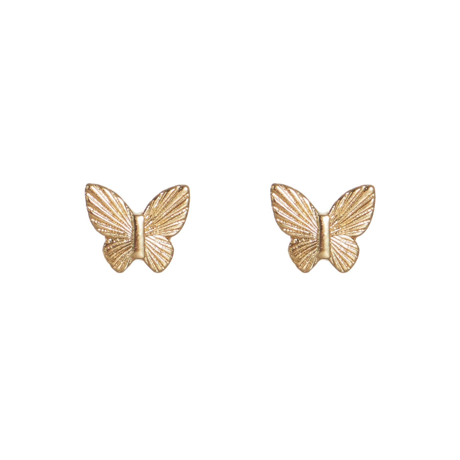 Gold Butterfly Stud Earrings-Women - Jewelry - Earrings-Nickel and Suede-Sister Shirts, Cute & Custom Tees for Mama & Littles in Trussville, Alabama.