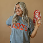 Huskies Foil | Mom Crop Tee-Womens - Tops - Tees-Sister Shirts-Sister Shirts, Cute & Custom Tees for Mama & Littles in Trussville, Alabama.